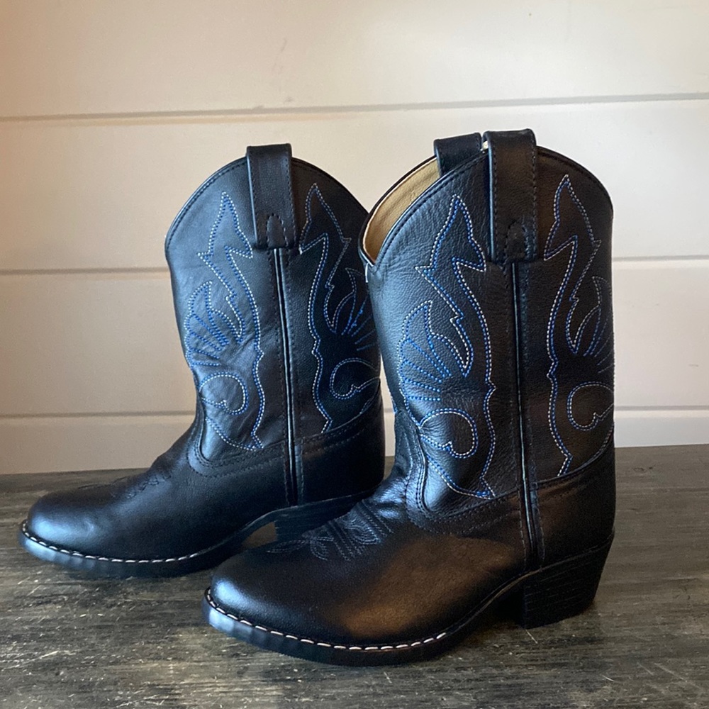 Masterson Boys Black Leather Cowboy Boots Size 12.5 Rare Hard-to-Find Western
